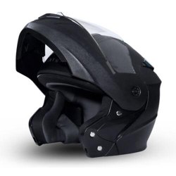 GoMechanic Anymal Series -Eagle Flip-Up with Clear Visor Motorsports Helmet (Black)